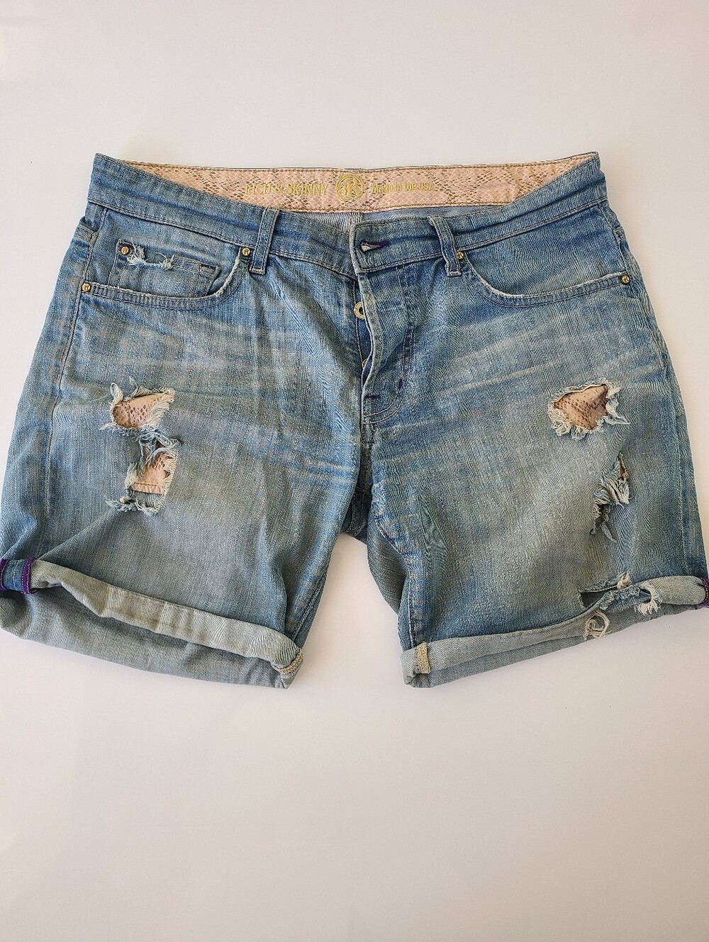 Rich & Skinny Distressed As Hell Jean Shorts Size 28